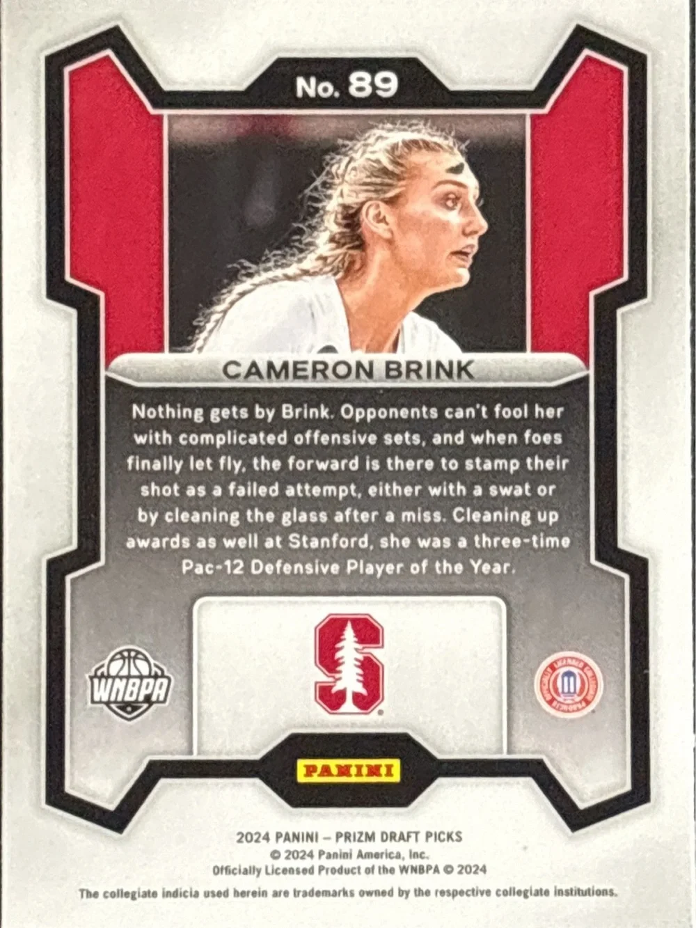Panini Prizm Cardinal Cameron Brink Basketball Rookie Card